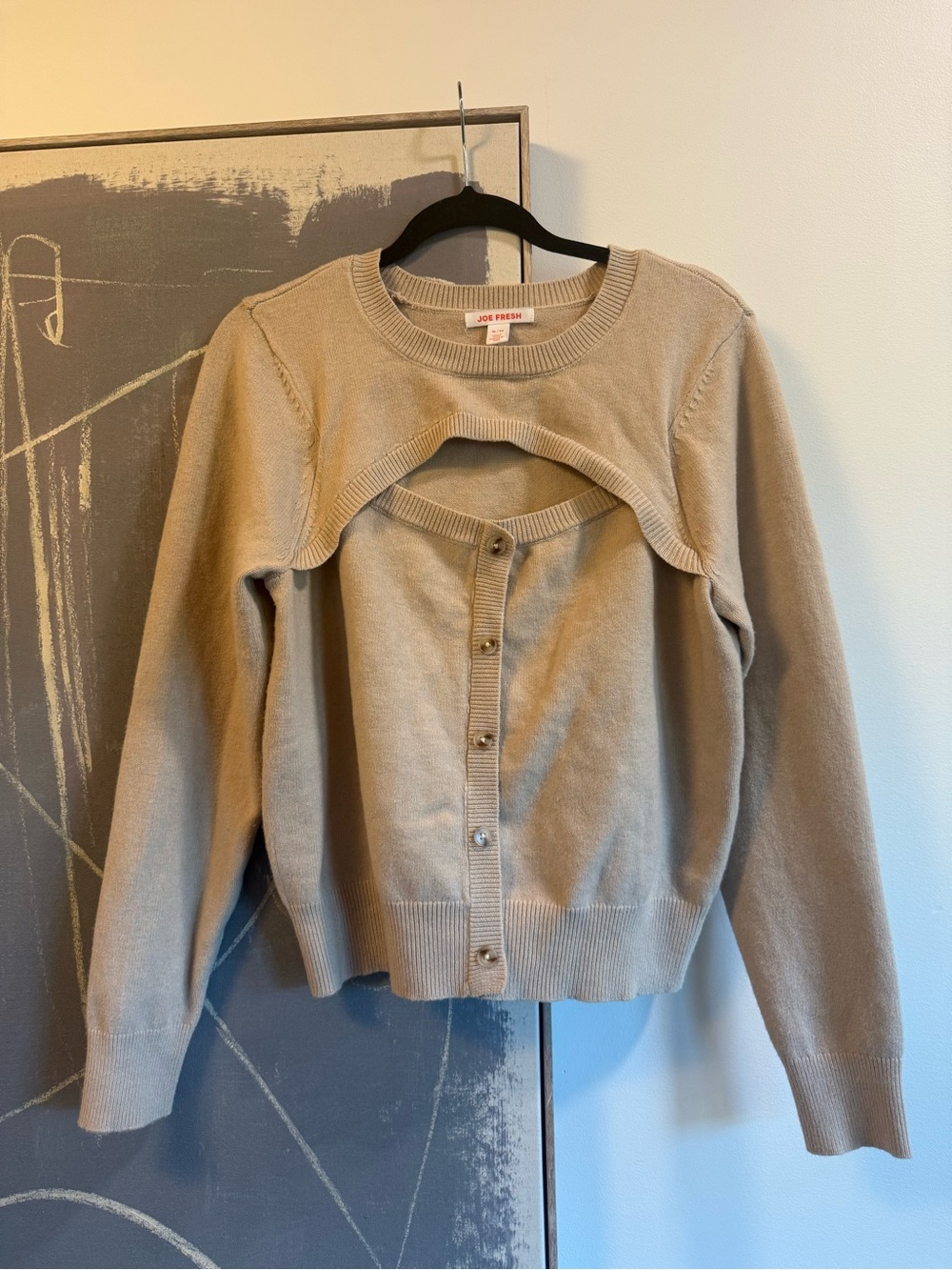 Joe Fresh Beige Layered Button Cardigan Sweater